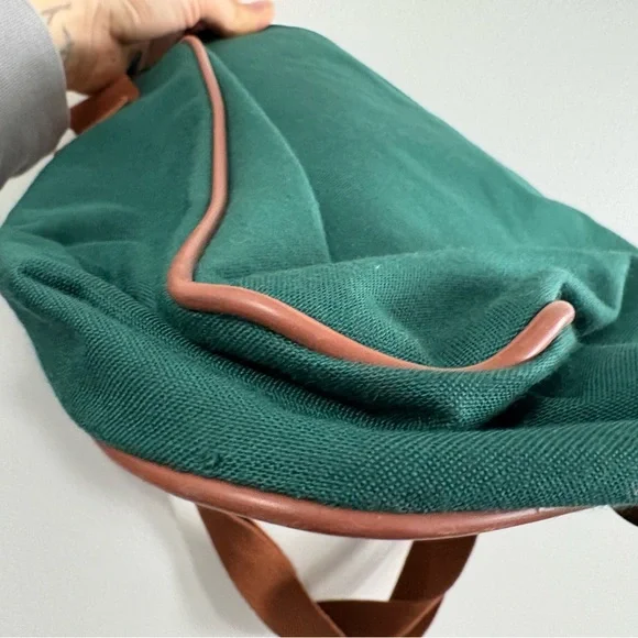 Polo Ralph Lauren Green Canvas Messenger Bag With Brown Leather Trim - Picture 9 of 14